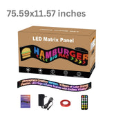 RGB LED Matrix Display Panel 75.59" × 11.57". Bluetooth APP Controlled Scrolling LED Sign Board with Remote & Power Adapter