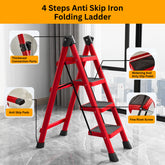 4Step Portable Folding Steel Ladder Handrail Multi Purpose for Household.