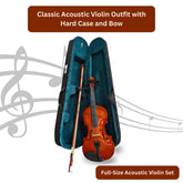 Basswood Violin for Kids & Adults Beginners Gloss Resin Finish, Complete Kit with Case & Bow