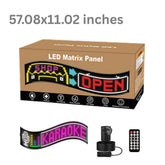 RGB LED Matrix Display Panel 57.08" × 11.02". Bluetooth APP Controlled Scrolling LED Sign Board with Remote & Power Adapter