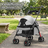 Portable Pet Stroller, Sleek 4Wheel Design with Mesh Ventilation & Cup Holder.