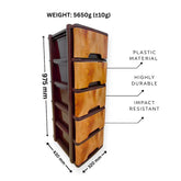 5 layered Wooden drawers unit with measurements and material properties