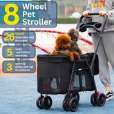 Wheel Pet Stroller – 26" Extended Foldable Dog & Cat Cart with 360° Rotation