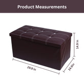 Faux Leather Folding Storage Ottoman Bench, Tufted Top with Hidden Storage.