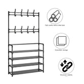 Multi Function Coat Rack & Shoe Organizer, Carbon Steel Entryway Storage Stand.