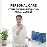 Woman using a portable high-frequency facial machine