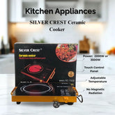 Silver Crest ceramic cooker with packaging on a kitchen counter