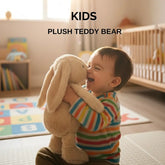 Child holding a plush teddy bear