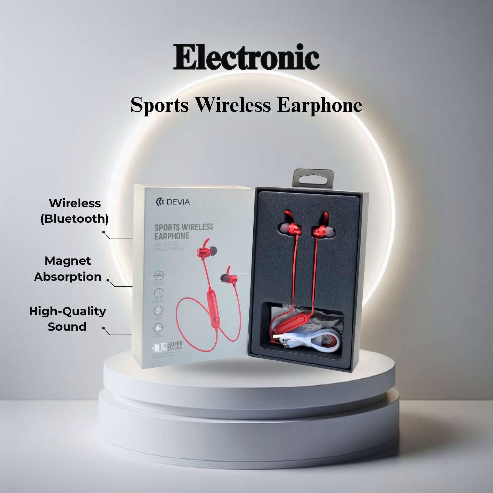 Sports Wireless Earphones 5.0 Neckband Headset | In-Ear Gaming Earbuds with HiFi Stereo Sound, Magnet Absorption, 100H Standby, and Waterproof Shark Fin Design