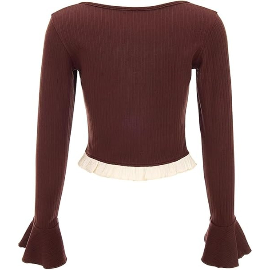 Top Brown Woman Ruffle