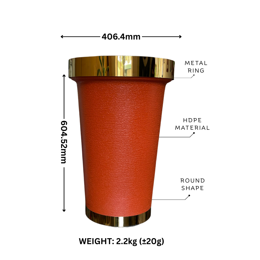 Durable Plastic Corner Flower Pot - Premium Decorative Outdoor & Indoor Plant Containers, Perfect For Gardening & Nursery Use | 16 Inch Large with Gold Metal Ring – Comes in Multi Colors