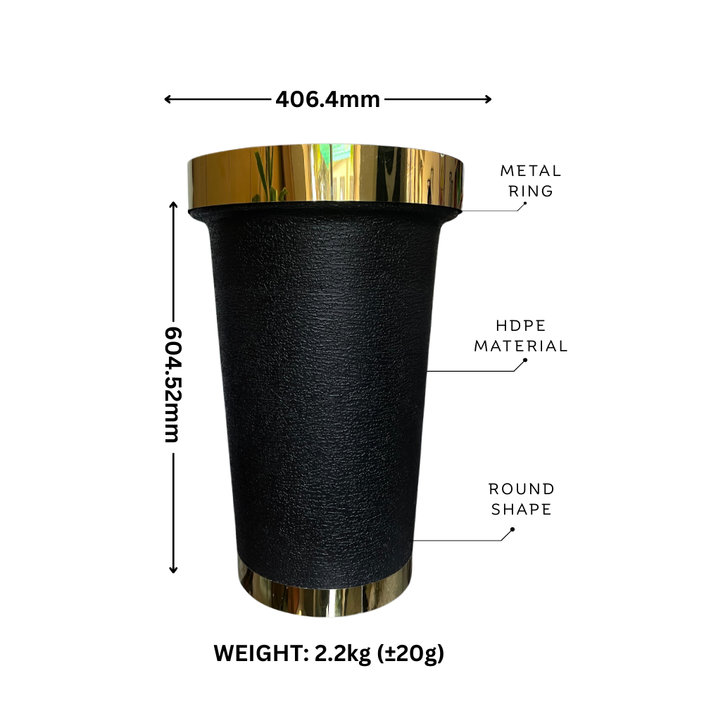 Durable Plastic Corner Flower Pot - Premium Decorative Outdoor & Indoor Plant Containers, Perfect For Gardening & Nursery Use | 16 Inch Large with Gold Metal Ring – Comes in Multi Colors