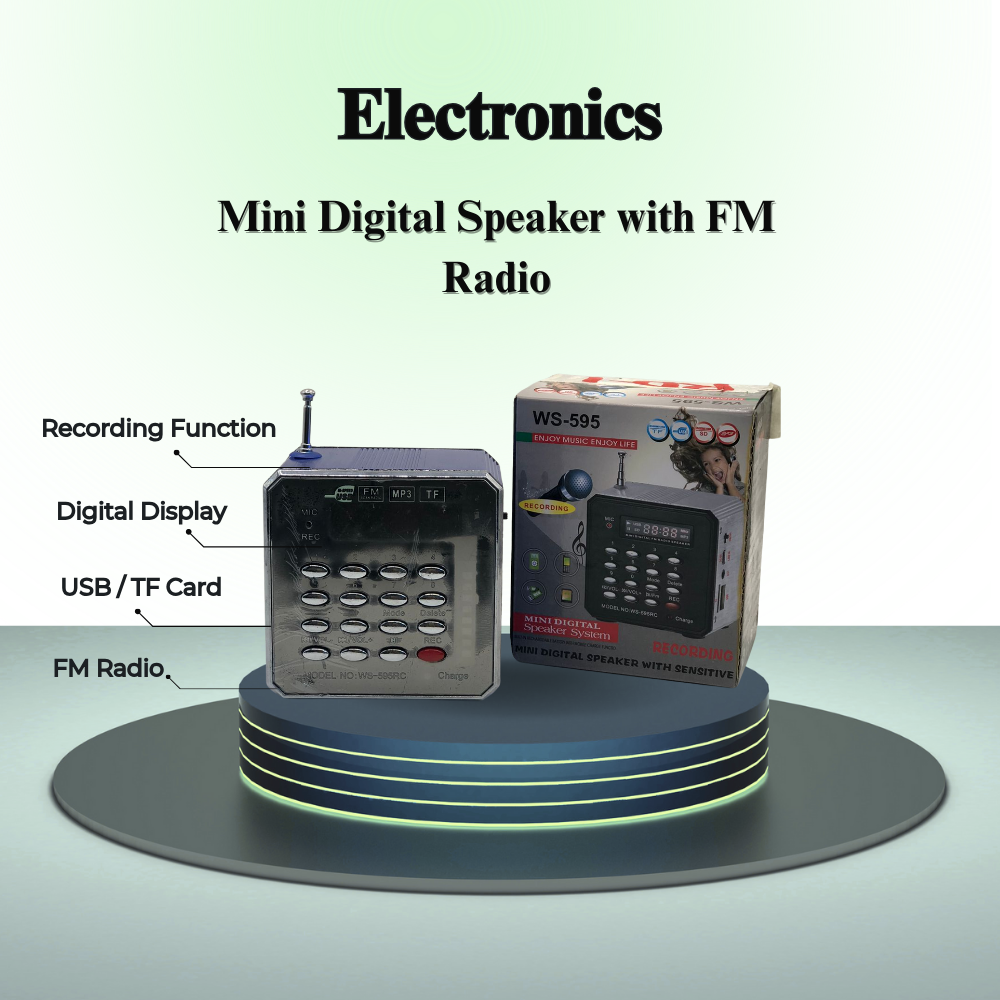 Portable Mini Digital Bluetooth Speaker with Best Sound & FM Radio | Rechargeable Power Bank Function, Digital Display & MP3 Recording | High Quality Audio for Music | Compatible with Phone, Tablet, USB/SD/TF Card | Suitable for Songs & Music Lovers