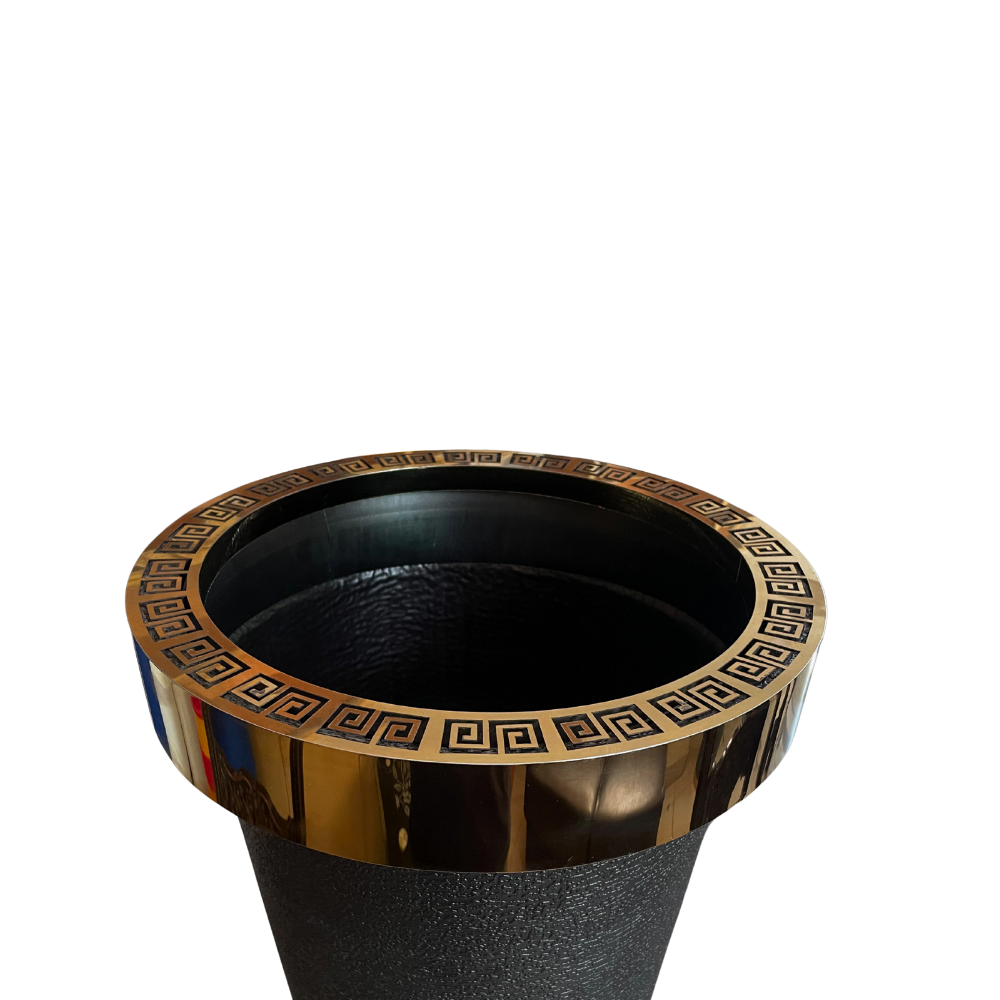 Durable Plastic Corner Flower Pot - Premium Decorative Outdoor & Indoor Plant Containers, Perfect For Gardening & Nursery Use | 16 Inch Large with Gold Metal Ring – Comes in Multi Colors