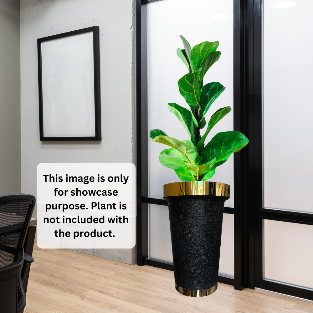 Durable Plastic Corner Flower Pot - Premium Decorative Outdoor & Indoor Plant Containers, Perfect For Gardening & Nursery Use | 16 Inch Large with Gold Metal Ring – Comes in Multi Colors