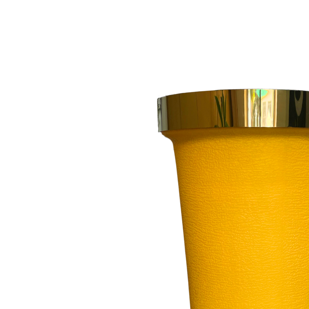 Durable Plastic Corner Flower Pot - Premium Decorative Outdoor & Indoor Plant Containers, Perfect For Gardening & Nursery Use | 16 Inch Large with Gold Metal Ring – Comes in Multi Colors