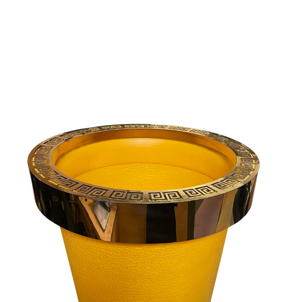 Durable Plastic Corner Flower Pot - Premium Decorative Outdoor & Indoor Plant Containers, Perfect For Gardening & Nursery Use | 16 Inch Large with Gold Metal Ring – Comes in Multi Colors