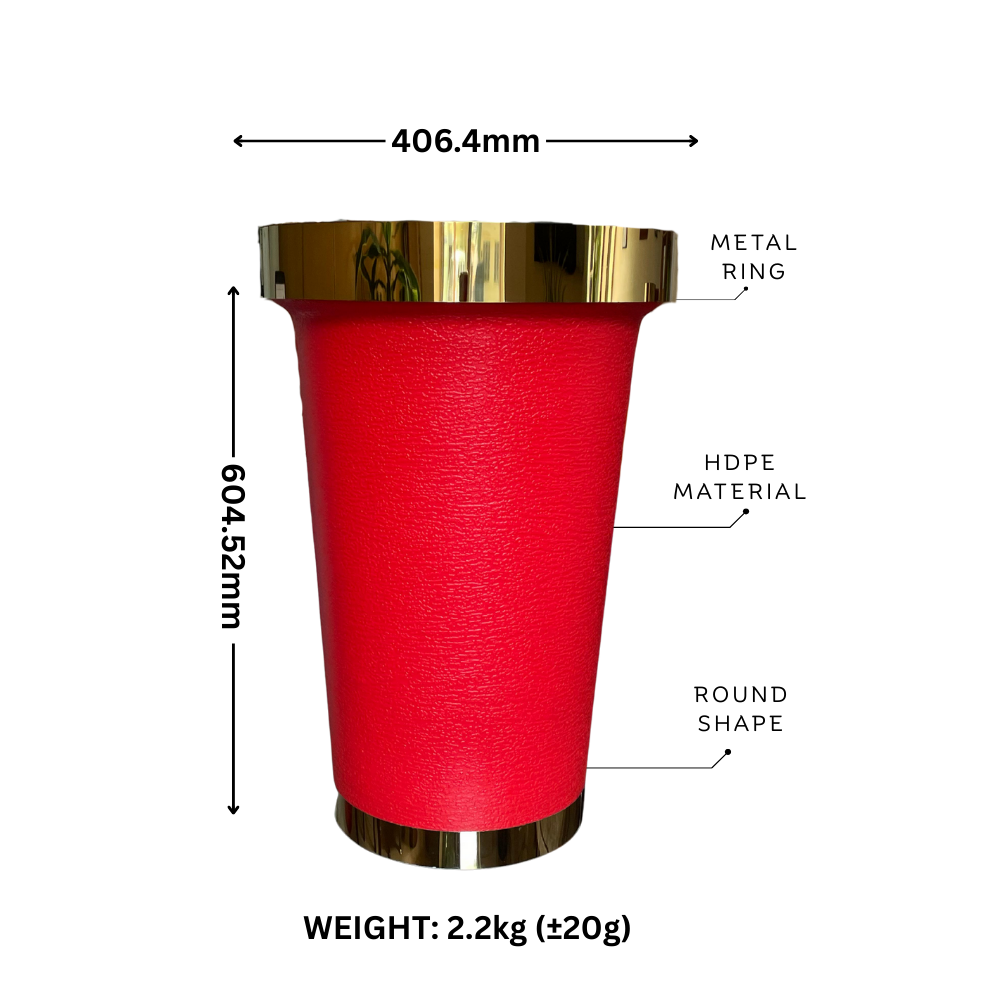 Durable Plastic Corner Flower Pot - Premium Decorative Outdoor & Indoor Plant Containers, Perfect For Gardening & Nursery Use | 16 Inch Large with Gold Metal Ring – Comes in Multi Colors