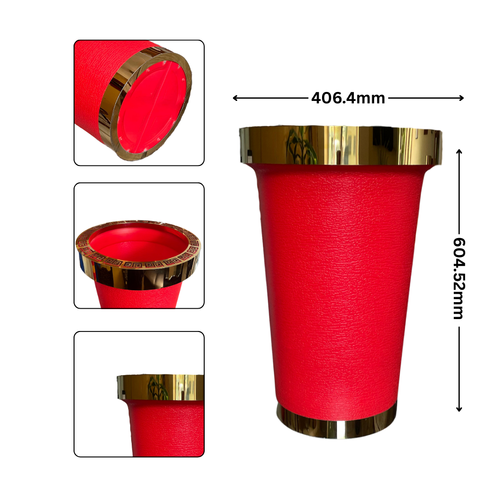 Durable Plastic Corner Flower Pot - Premium Decorative Outdoor & Indoor Plant Containers, Perfect For Gardening & Nursery Use | 16 Inch Large with Gold Metal Ring – Comes in Multi Colors