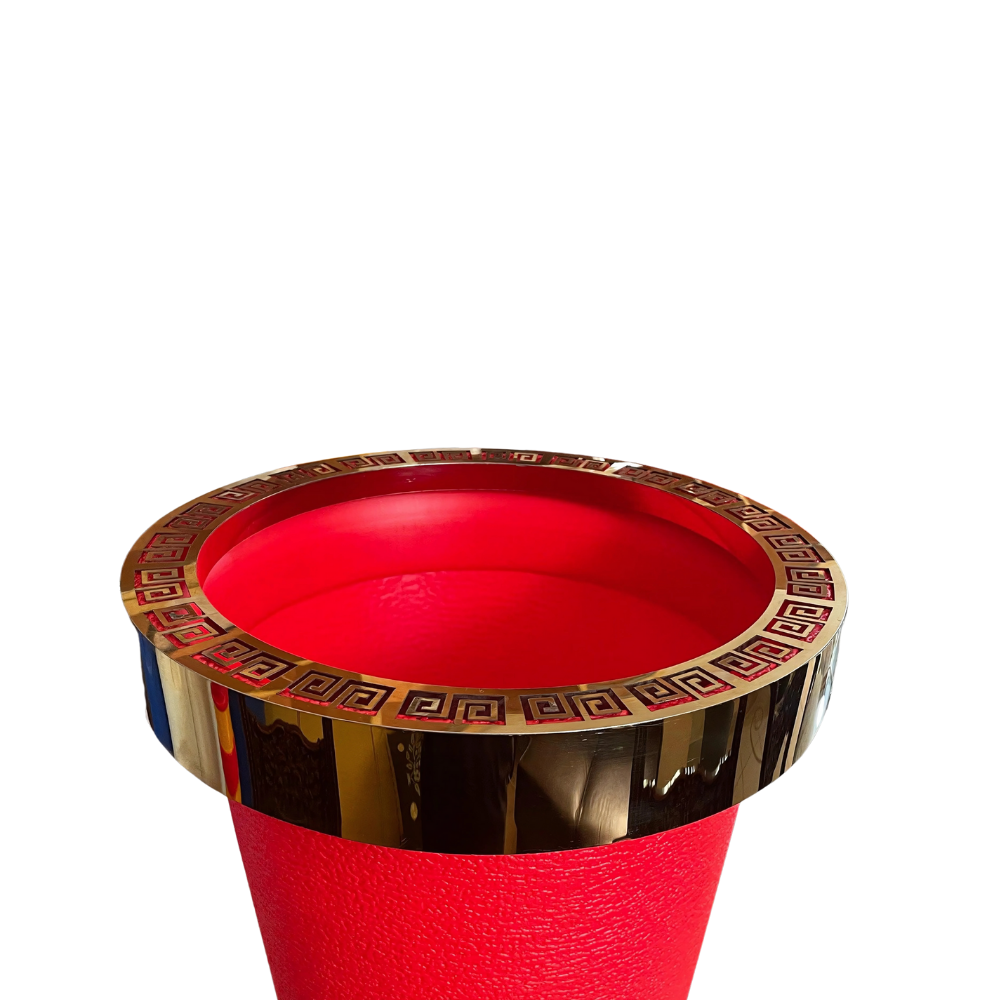 Durable Plastic Corner Flower Pot - Premium Decorative Outdoor & Indoor Plant Containers, Perfect For Gardening & Nursery Use | 16 Inch Large with Gold Metal Ring – Comes in Multi Colors
