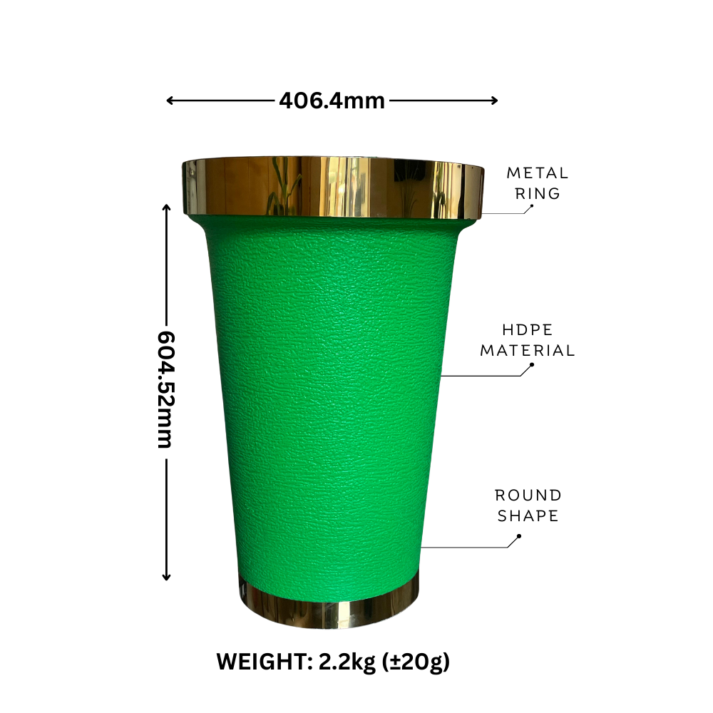 Durable Plastic Corner Flower Pot - Premium Decorative Outdoor & Indoor Plant Containers, Perfect For Gardening & Nursery Use | 16 Inch Large with Gold Metal Ring – Comes in Multi Colors