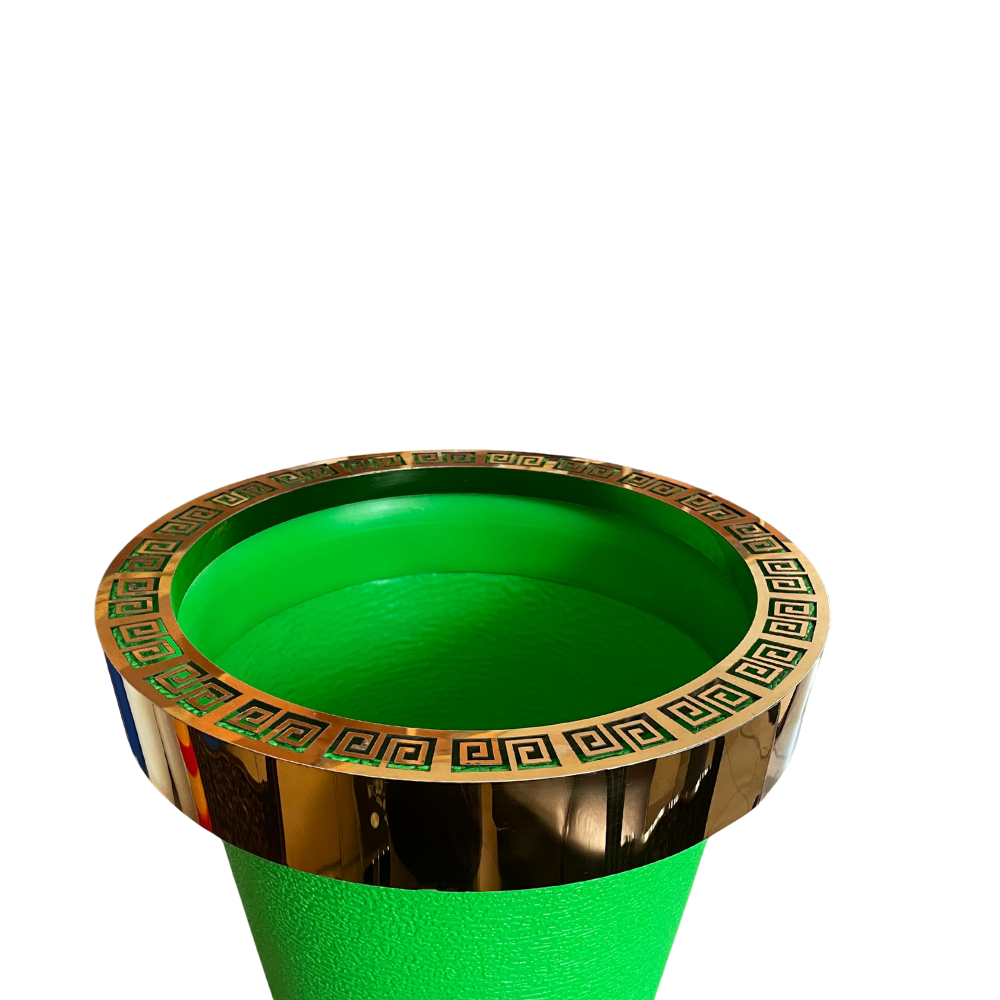 Durable Plastic Corner Flower Pot - Premium Decorative Outdoor & Indoor Plant Containers, Perfect For Gardening & Nursery Use | 16 Inch Large with Gold Metal Ring – Comes in Multi Colors