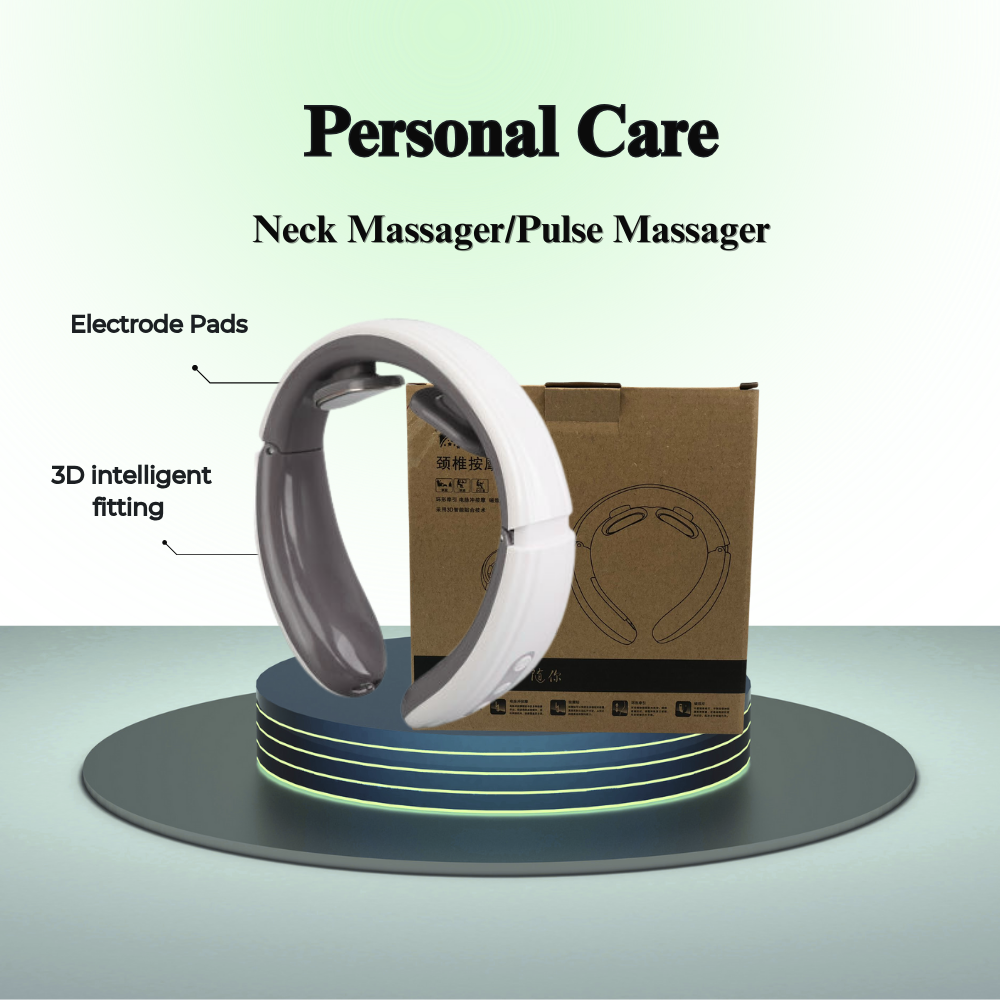Cordless Electric Pulse Neck Massager & Cervical Massage Device | Portable 3D Intelligent Fitting for Muscle Relaxation, Physiotherapy & Wellness | Rechargeable, Compact, and Includes Electrode Pads