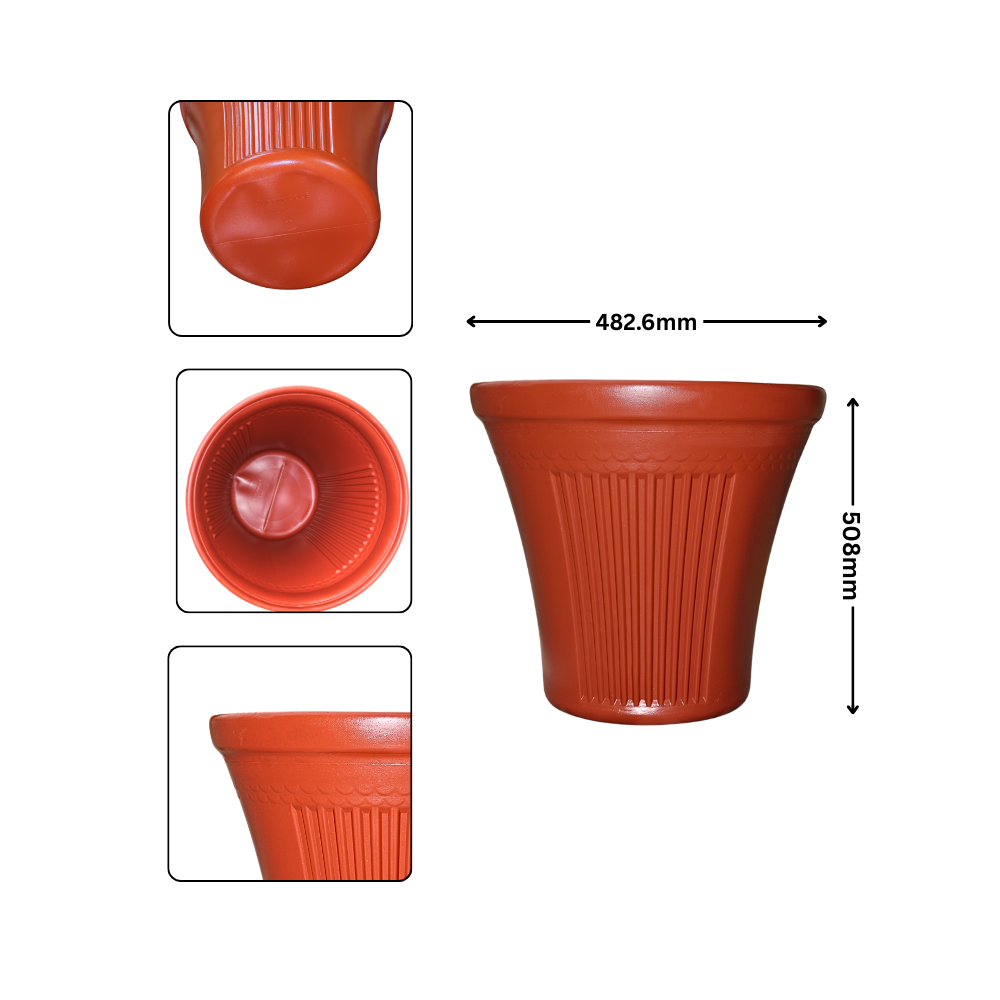 Plastic Flower Pot | Durable Plant Pots | Premium Quality Gamla for Decoration | Versatile Outdoor & Indoor Plant Containers for Flowers, Room, Terrace, Nursery, Balcony & Gardens | Corner Decoration Items | Brown Color | 18 Inch