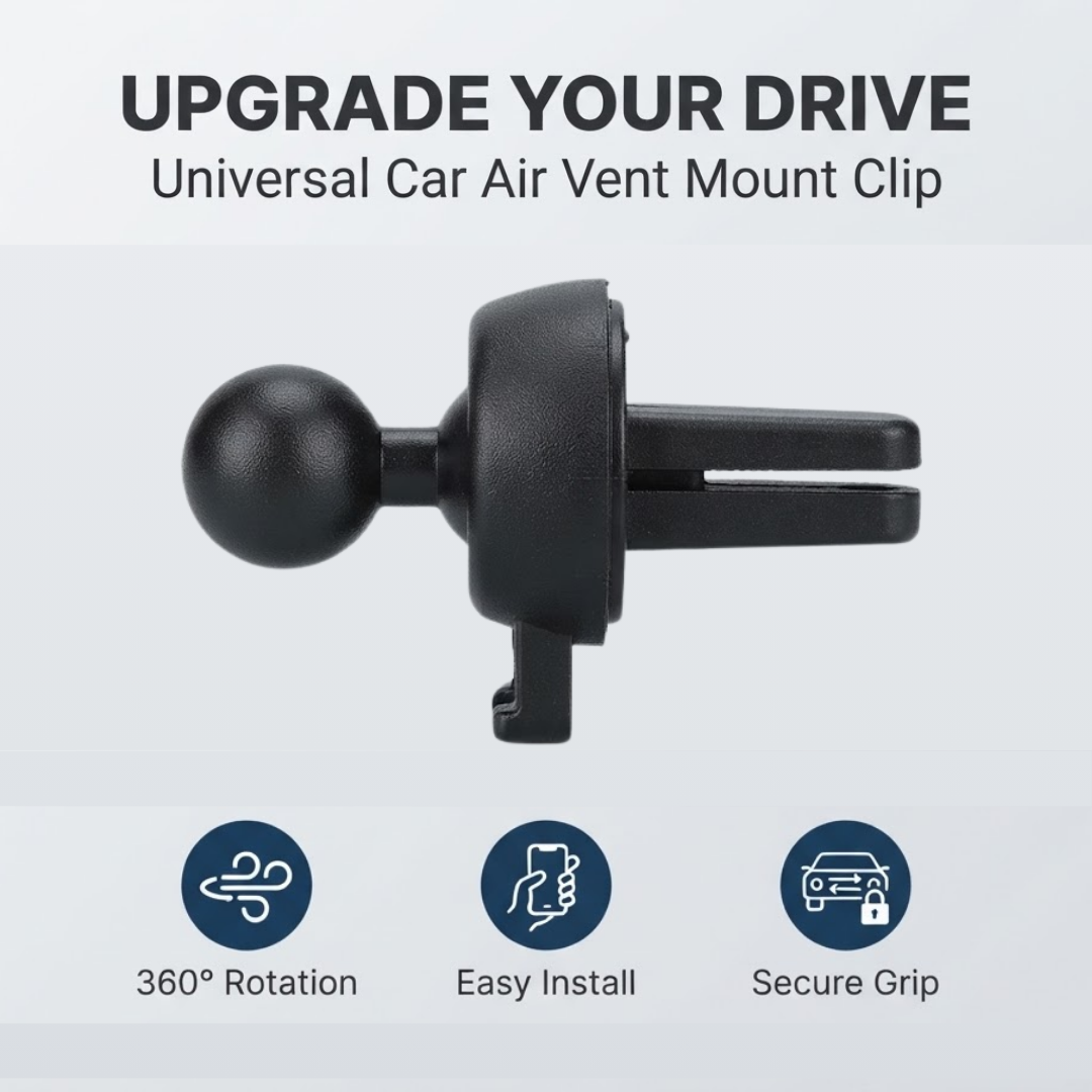 Universal Car Air Vent Mount Clip Base with 360 Degree Ball Head Adapter