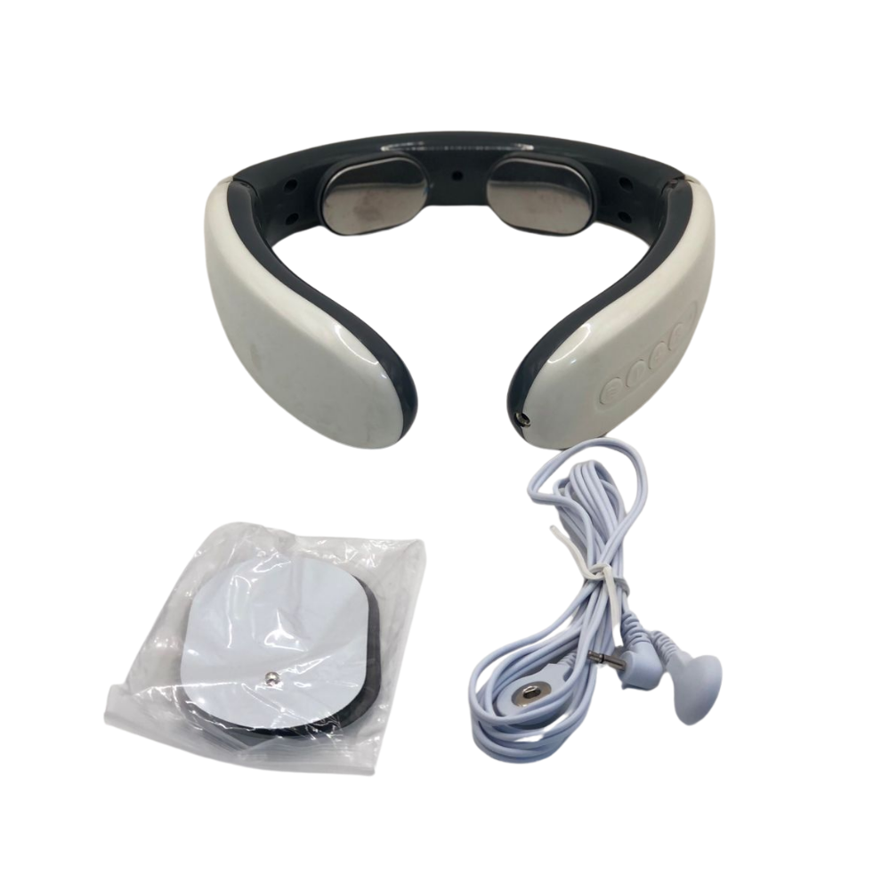 Cordless Electric Pulse Neck Massager & Cervical Massage Device | Portable 3D Intelligent Fitting for Muscle Relaxation, Physiotherapy & Wellness | Rechargeable, Compact, and Includes Electrode Pads