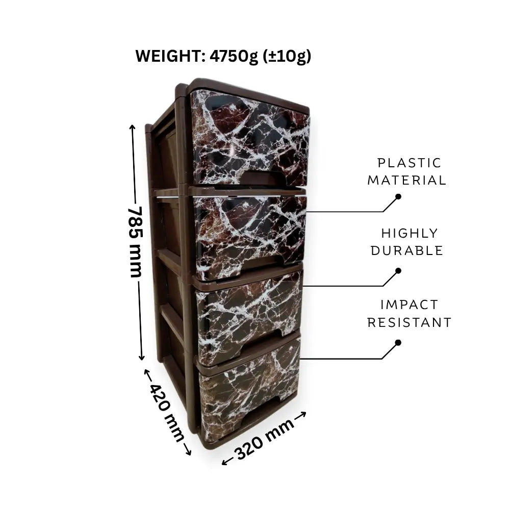 Marble-patterned brown storage unit