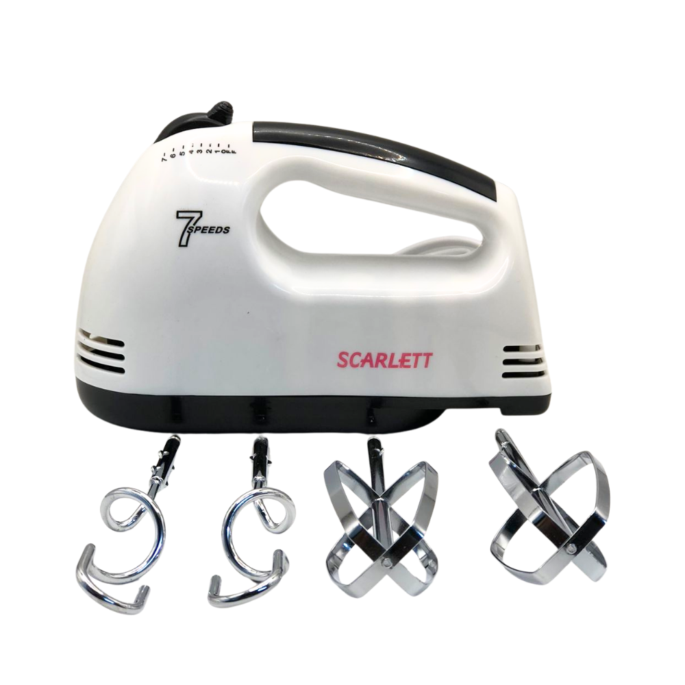 Electric Hand Mixer & Beater Machine | 7-Speed Settings to Whip, Fold, Blend, & Cream | Super Powerful Stainless Steel Attachments (Dough Hooks & Beaters) for Easy Cooking