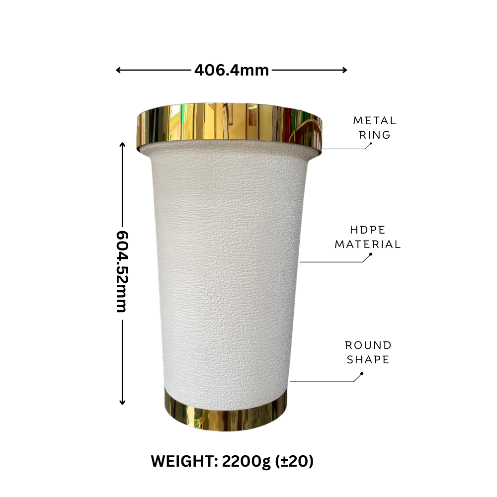 Durable Plastic Corner Flower Pot - Premium Decorative Outdoor & Indoor Plant Containers, Perfect For Gardening & Nursery Use | 16 Inch Large with Gold Metal Ring – Comes in Multi Colors