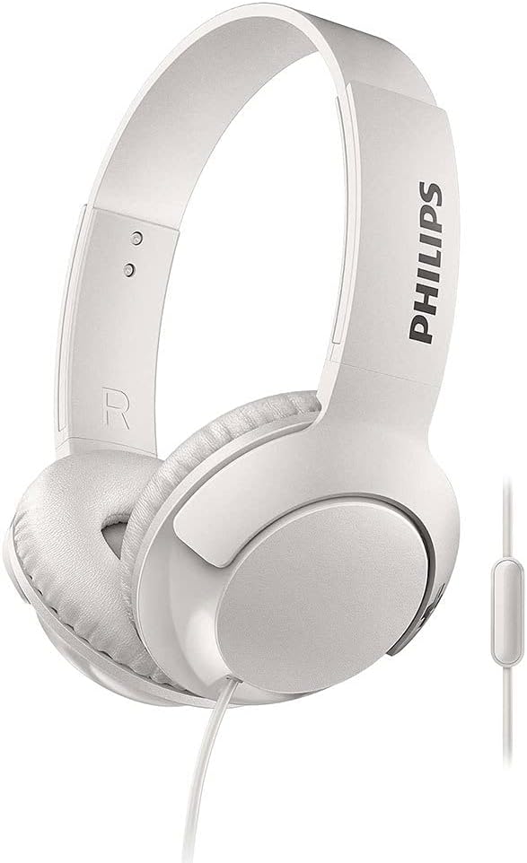 Philips Bass+ Headphones with Microphone (Noise Isolating, Flat Folding)