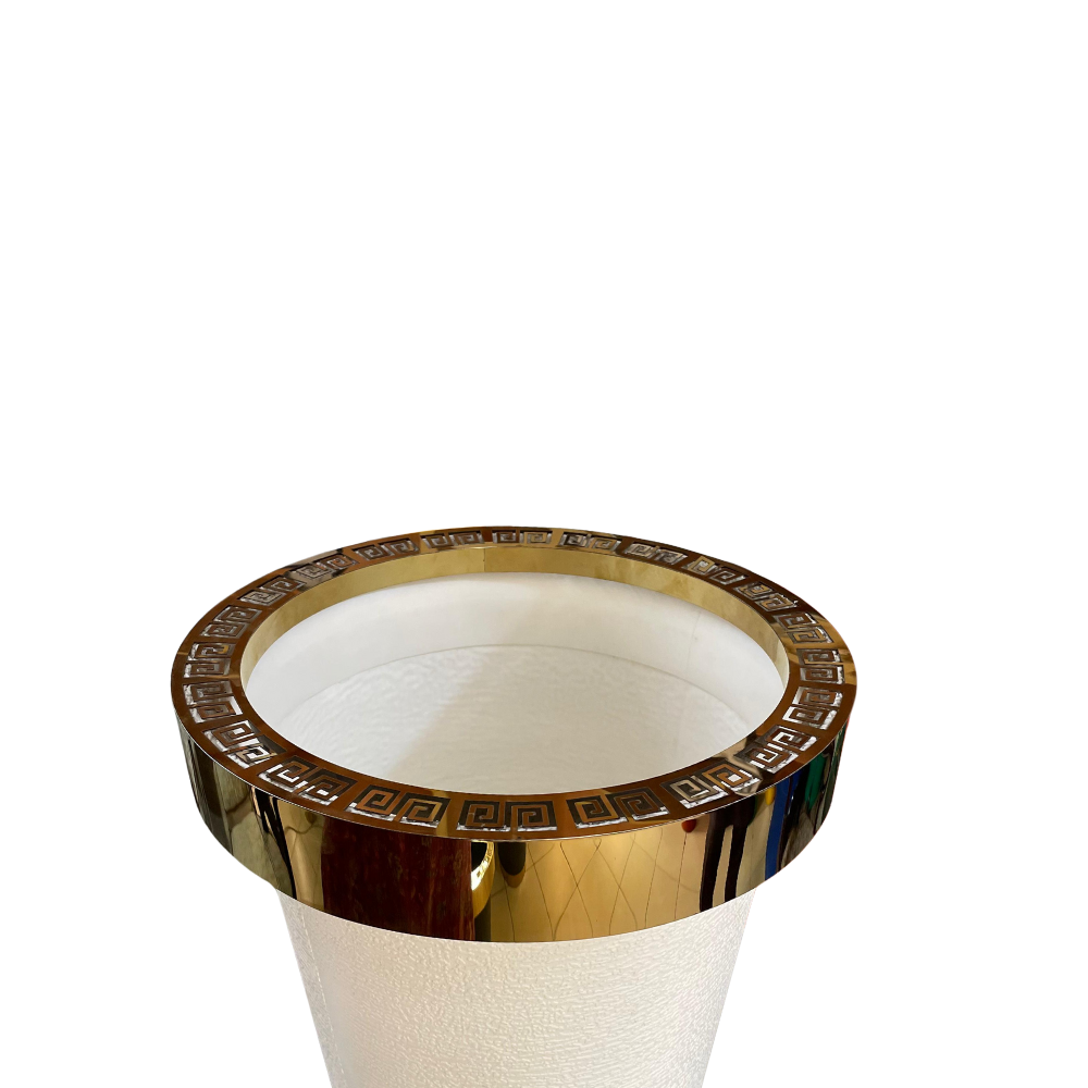 Durable Plastic Corner Flower Pot - Premium Decorative Outdoor & Indoor Plant Containers, Perfect For Gardening & Nursery Use | 16 Inch Large with Gold Metal Ring – Comes in Multi Colors
