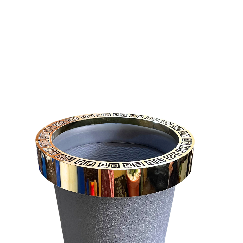 Durable Plastic Corner Flower Pot - Premium Decorative Outdoor & Indoor Plant Containers, Perfect For Gardening & Nursery Use | 16 Inch Large with Gold Metal Ring – Comes in Multi Colors