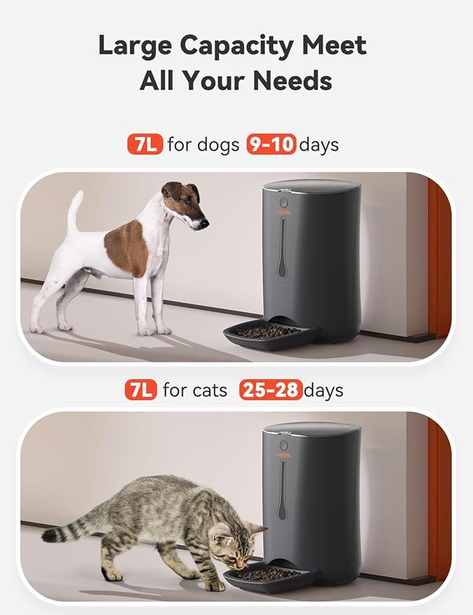WOpet 7L Automatic Pet Feeder Food Dispenser for Cats and Dogs