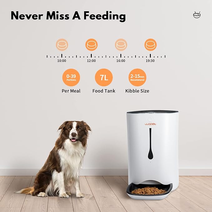 WOpet 7L Automatic Pet Feeder Food Dispenser for Cats and Dogs