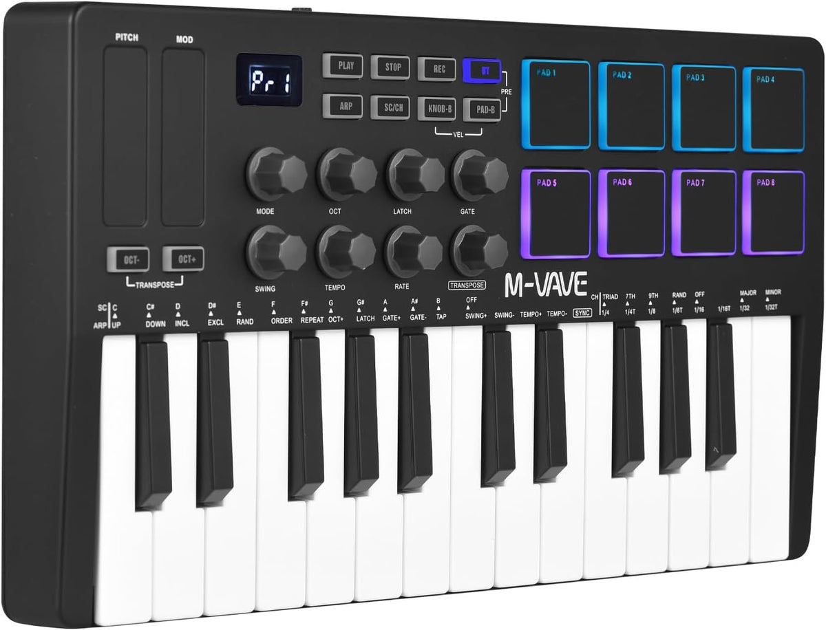 M-VAVE 25 Key USB MIDI Keyboard Controller With 8 Backlit Drum Pads