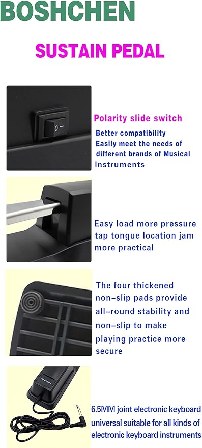🎹 Universal Piano Sustain Pedal with 6.35mm Jack Plug – 1.6m Cable