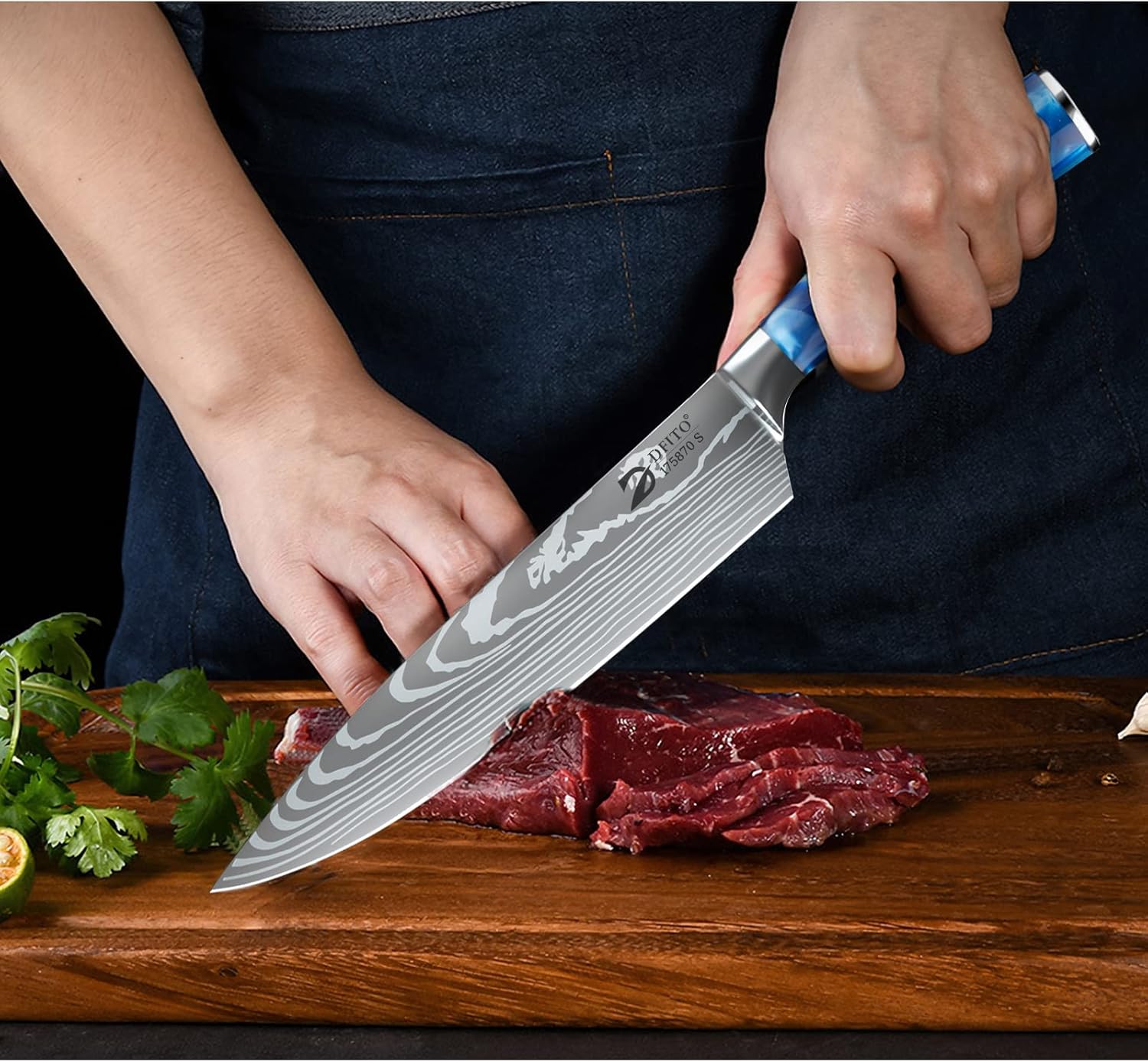 Dfito Chef Knife Sets with Roll Bag, 9 Pieces Professional Knife Set