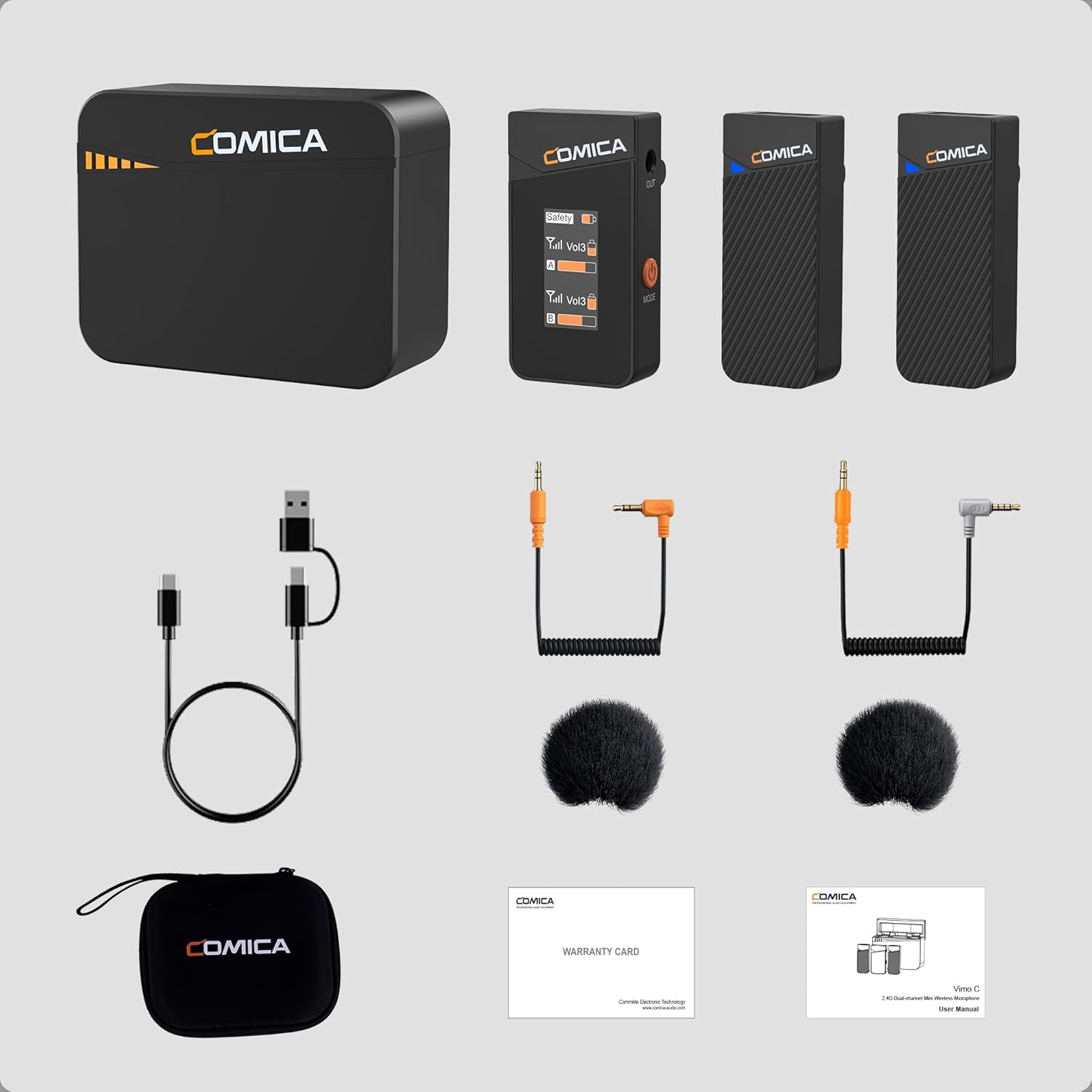 COMICA Vimo C3 Wireless Lavalier Microphone with Noise Cancellation