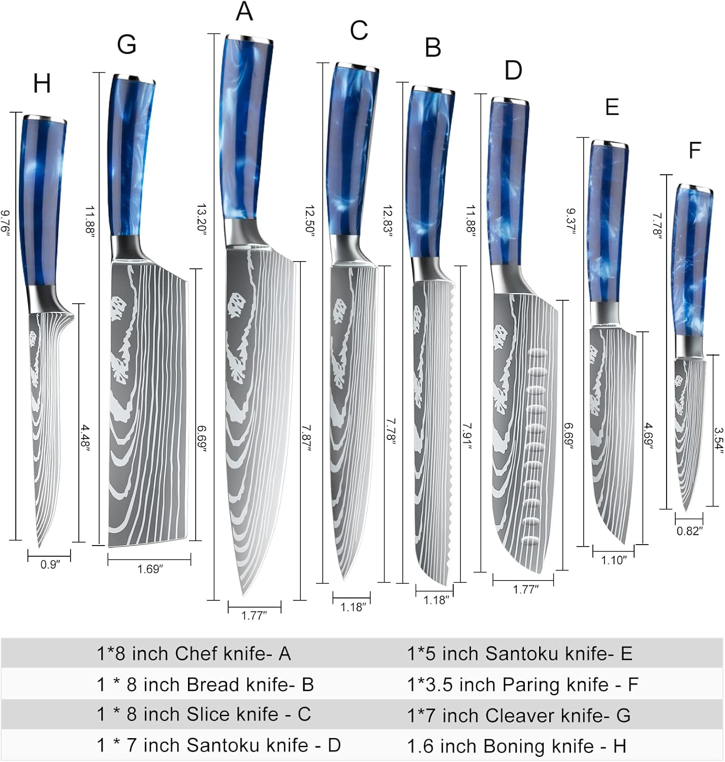 Dfito Chef Knife Sets with Roll Bag, 9 Pieces Professional Knife Set