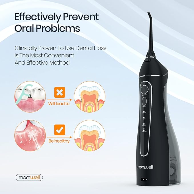 Mornwell Water Flosser with 200ML Capacity Professional Cordless Dental Oral Irrigator