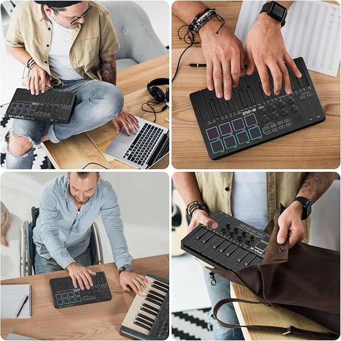 M-VAVE 25 Key USB MIDI Keyboard Controller With 8 Backlit Drum Pads