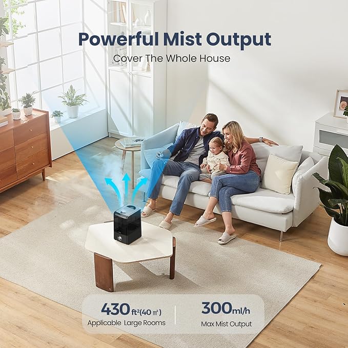 RBIOKO Large Capacity Humidifier – 45H Powerful Mist