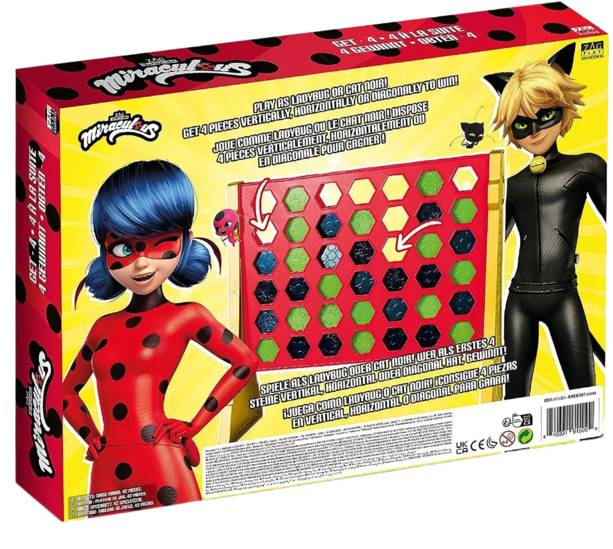 Miraculous Ladybug – GET 4, Paris Grid with Connect Ladybug and Cat Noir Tokens