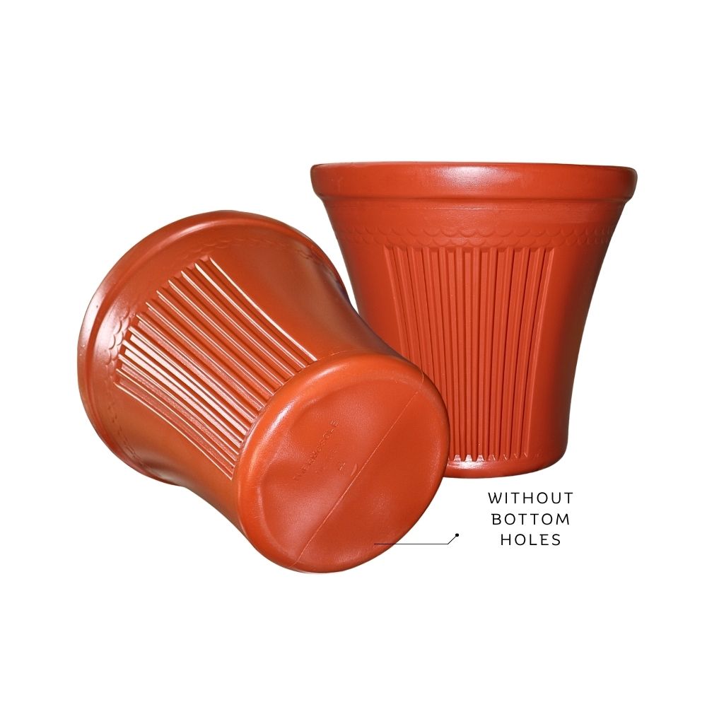 Plastic Flower Pot | Premium Quality Gamla for Decoration | Plastic Pots for Plants Indoor, Room, Terrace, Balcony & Gardens. | Plant Pots | Corner Decoration Items | Available In Brown Color.