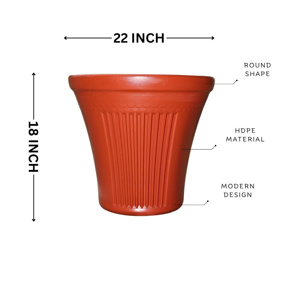 Plastic Flower Pot | Premium Quality Gamla for Decoration | Plastic Pots for Plants Indoor, Room, Terrace, Balcony & Gardens. | Plant Pots | Corner Decoration Items | Available In Brown Color.