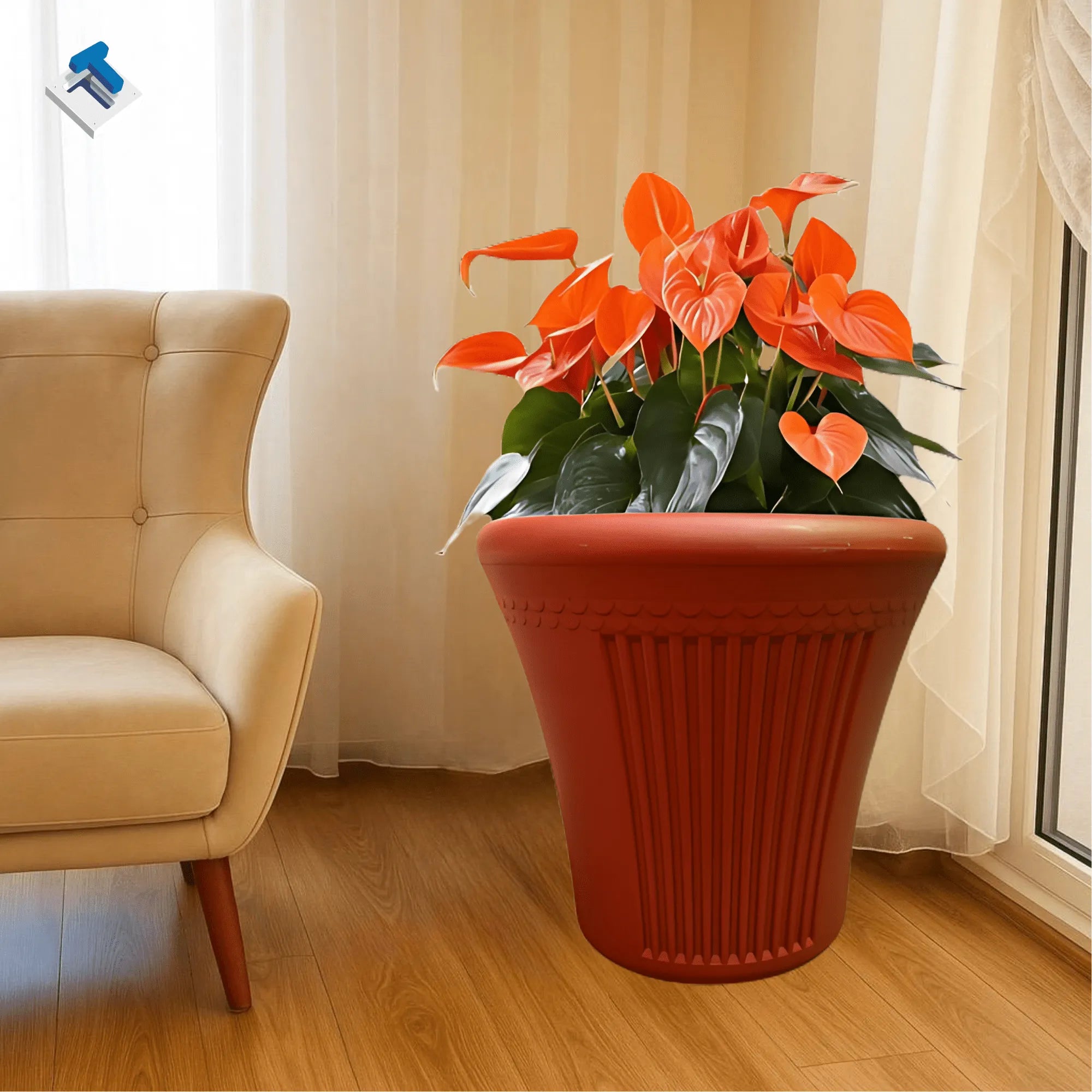 Plastic Flower Pot | Premium Quality Gamla for Decoration | Plastic Pots for Plants Indoor, Room, Terrace, Balcony & Gardens. | Plant Pots | Corner Decoration Items | Available In Brown Color.